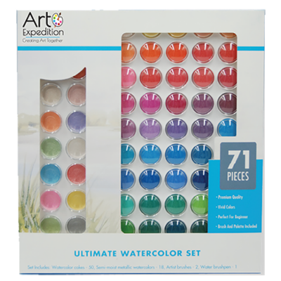 Ultimate Watercolor Set Assorted Colors 71 Pcs.