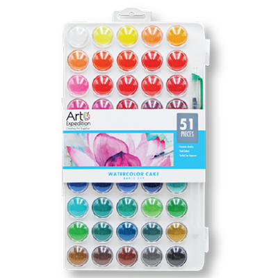 Watercolor Cake Set Assorted Colors 51 Pcs.