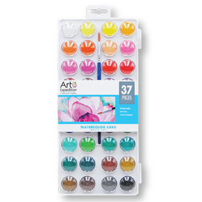 Watercolor Cake Set Assorted Colors 37 Pcs.