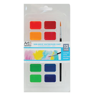 Semi-Moist Watercolor Cakes Fluorescent Set