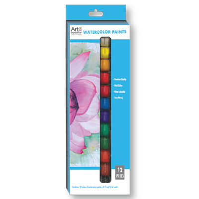 Watercolor 12 ml/.4 oz. Tube Paint Assorted Colors 12 Pcs.