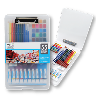 55 Pc. Watercolor Clipboard Set