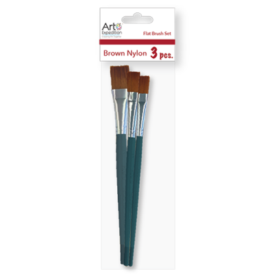 Brown Nylon Flat Brush Set