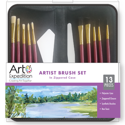 Assorted Hair Brushes Zippered Case