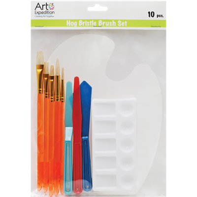 10 Piece Hog Bristle Brush Set