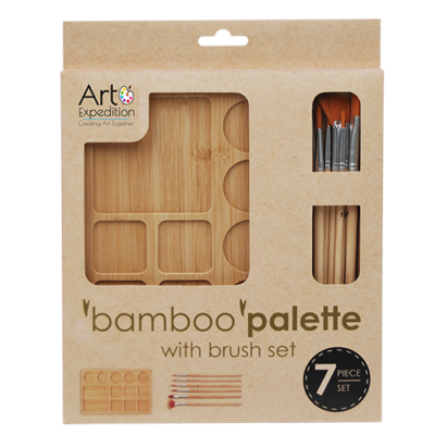 Rectangular Bamboo Palette & Brush Set
