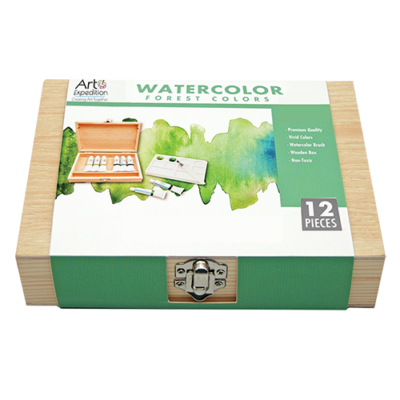 Watercolors in Wooden Box