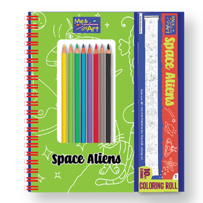 9 Pc. Space Aliens Coloring Roll & Pencil Set in Spiral case