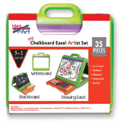 35PC Kids Chalkboard & Whiteboard Easel Set