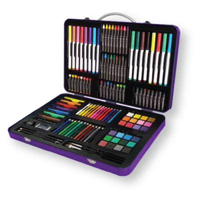 125pc Kids Colorful Tin Art Case