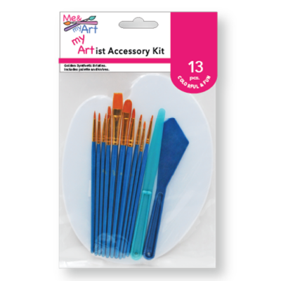 Kids 13 pc. Golden Synthetic Assorted brushes, Palette Knives and Palette set