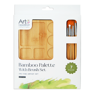 7 pc. Rectangular Bamboo Palette & Brush Set