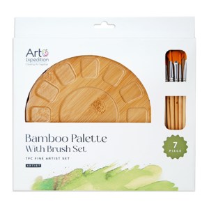 7 pc. Round Bamboo Palette & Brush Set
