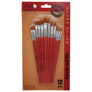 12 pc. Brown Nylon Short Handle Set