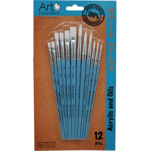 12 pc. White Nylon Short Handle Brush Set