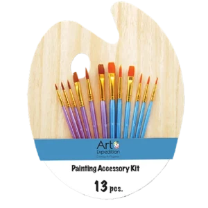 13 pc. Assorted Synthetic Brushes with Wood Palette